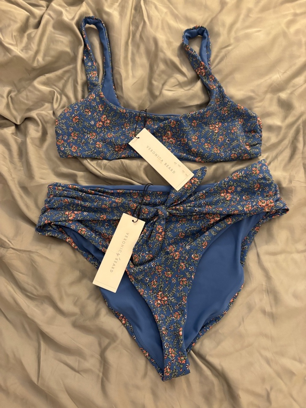 NWT Veronica Beard Nottingham Blue Floral Two-Piece Bikini